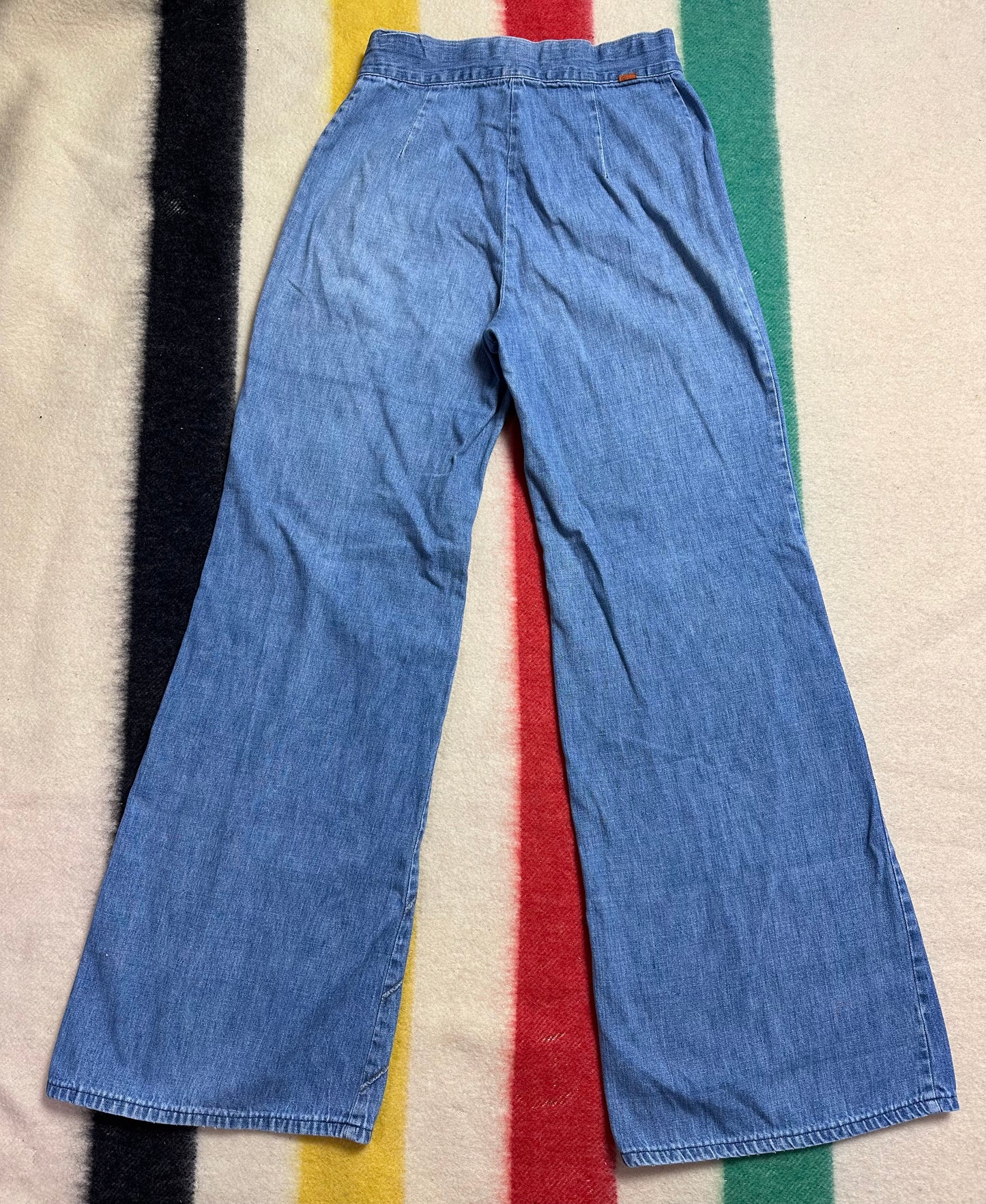 1970s Levi’s Bell Bottom Jeans with Pintucks, 27.5"x31.5"