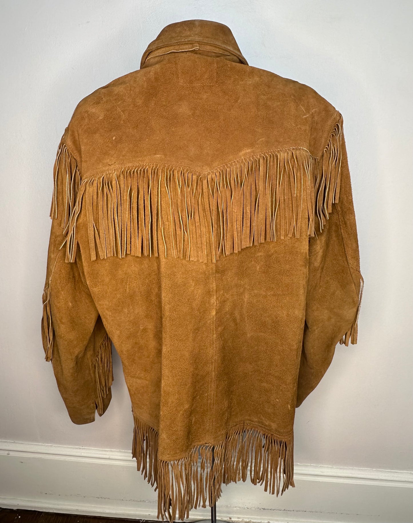 1960s/70s Brown Leather Jacket with Fringe, Sportswear Styled by National Shirt Shops