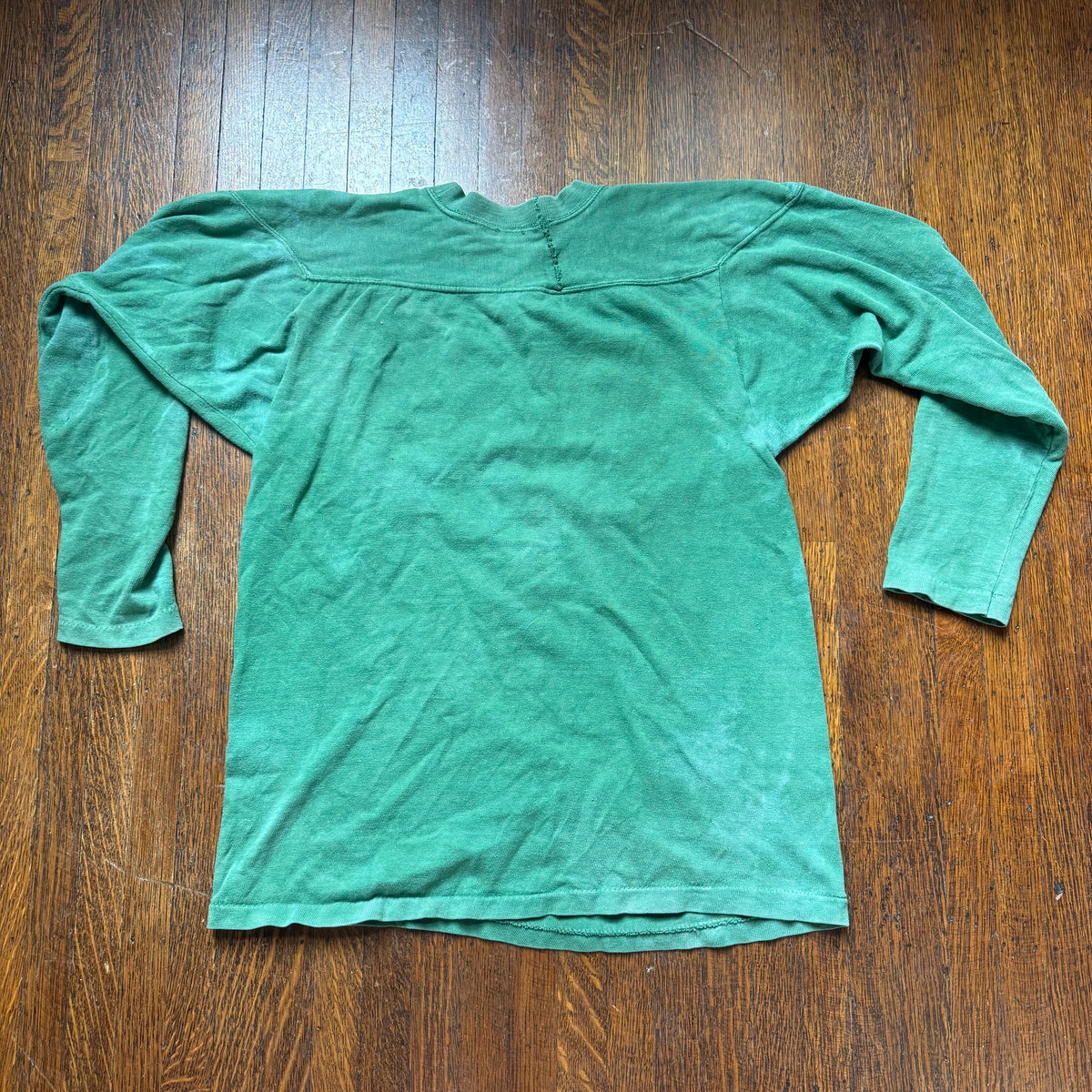 1940s Green Cotton Jersey T-Shirt, Central High Memphis AA, Champion Knitwear Company Running Man Size Medium, Distressed