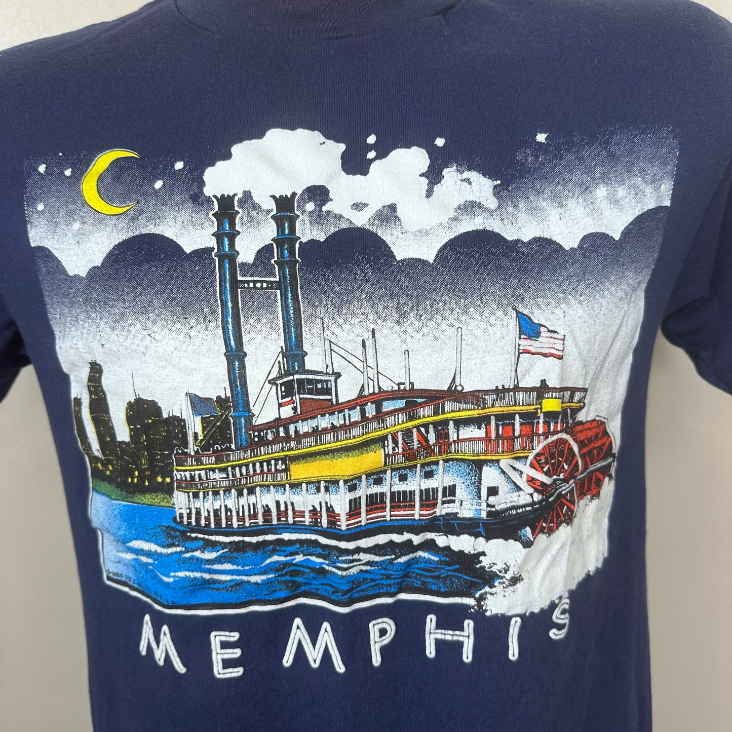 1980s Memphis T-Shirt, Mississippi River Boat, Royal First Class Size Medium