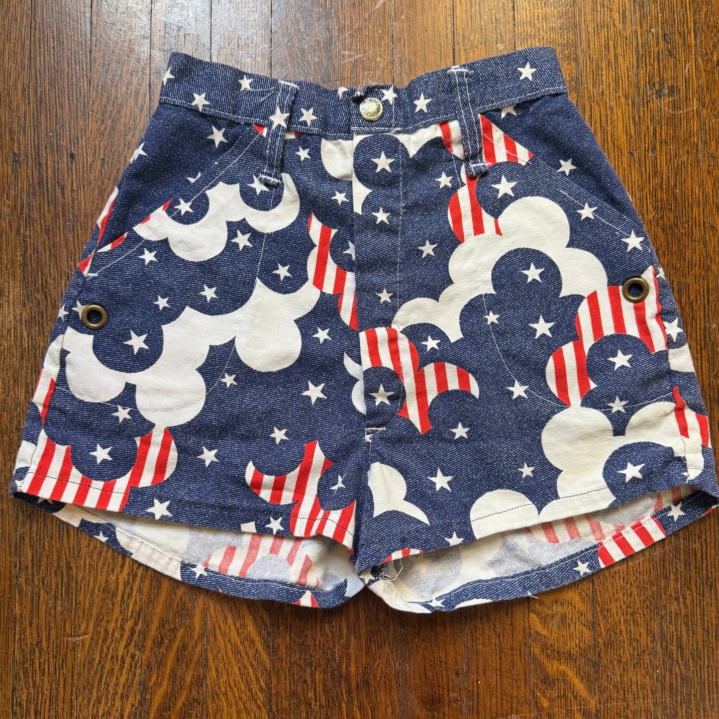 1970s Stars and Stripes Shorts, Kids 6/7, Spirit of 76 Red White and Blue