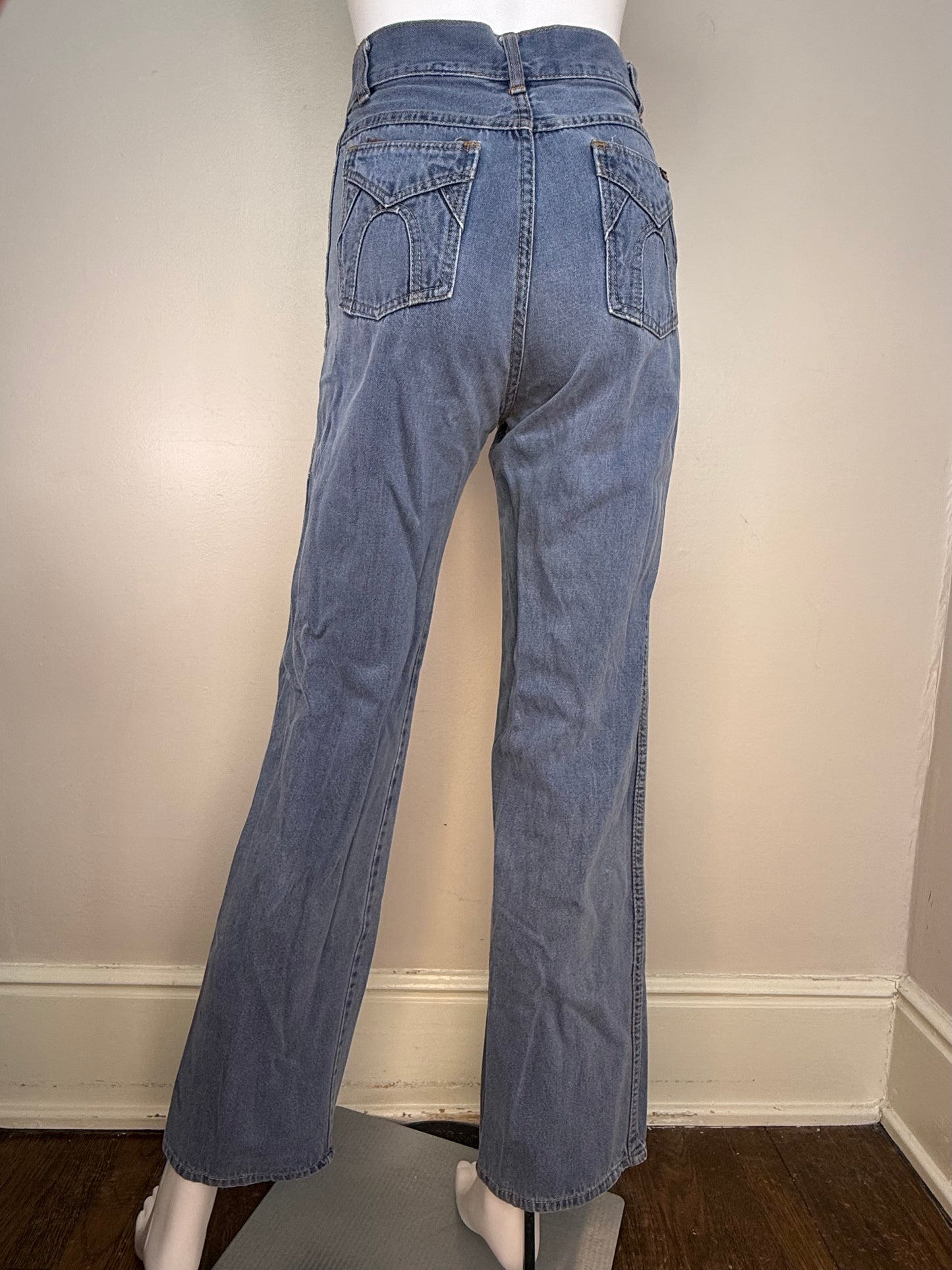 1970s/80s Blue Jeans, High Rise, Straight Leg, Elbee Size 0, 25"x30.5"
