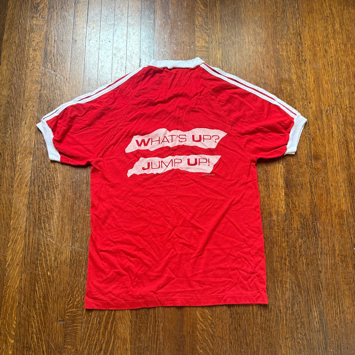 1980s Elton John Jump Up! Tour! T-Shirt, Size Small, Red V Neck Ringer Tee, 1982 Concert