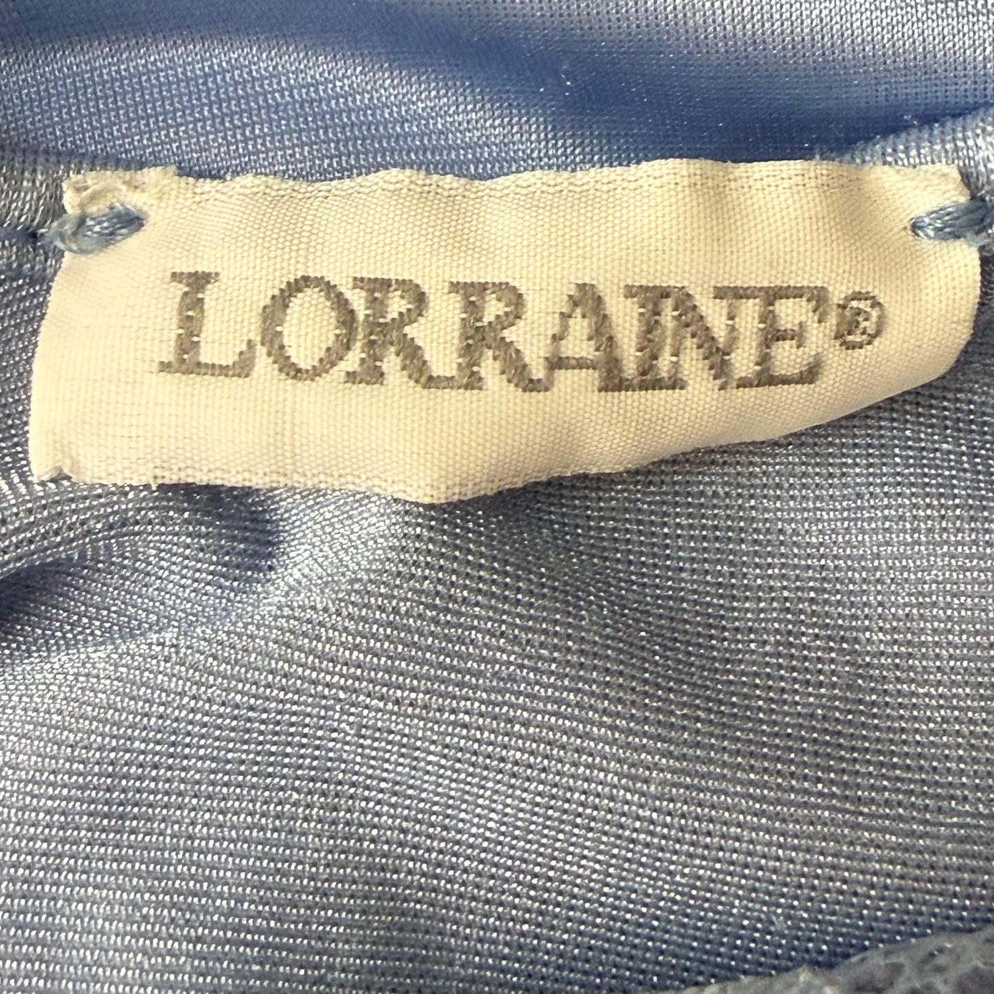 1970s Blue Nightgown with Full Sweep, Lace Cut Out Bodice, Lorraine Size XS-Small