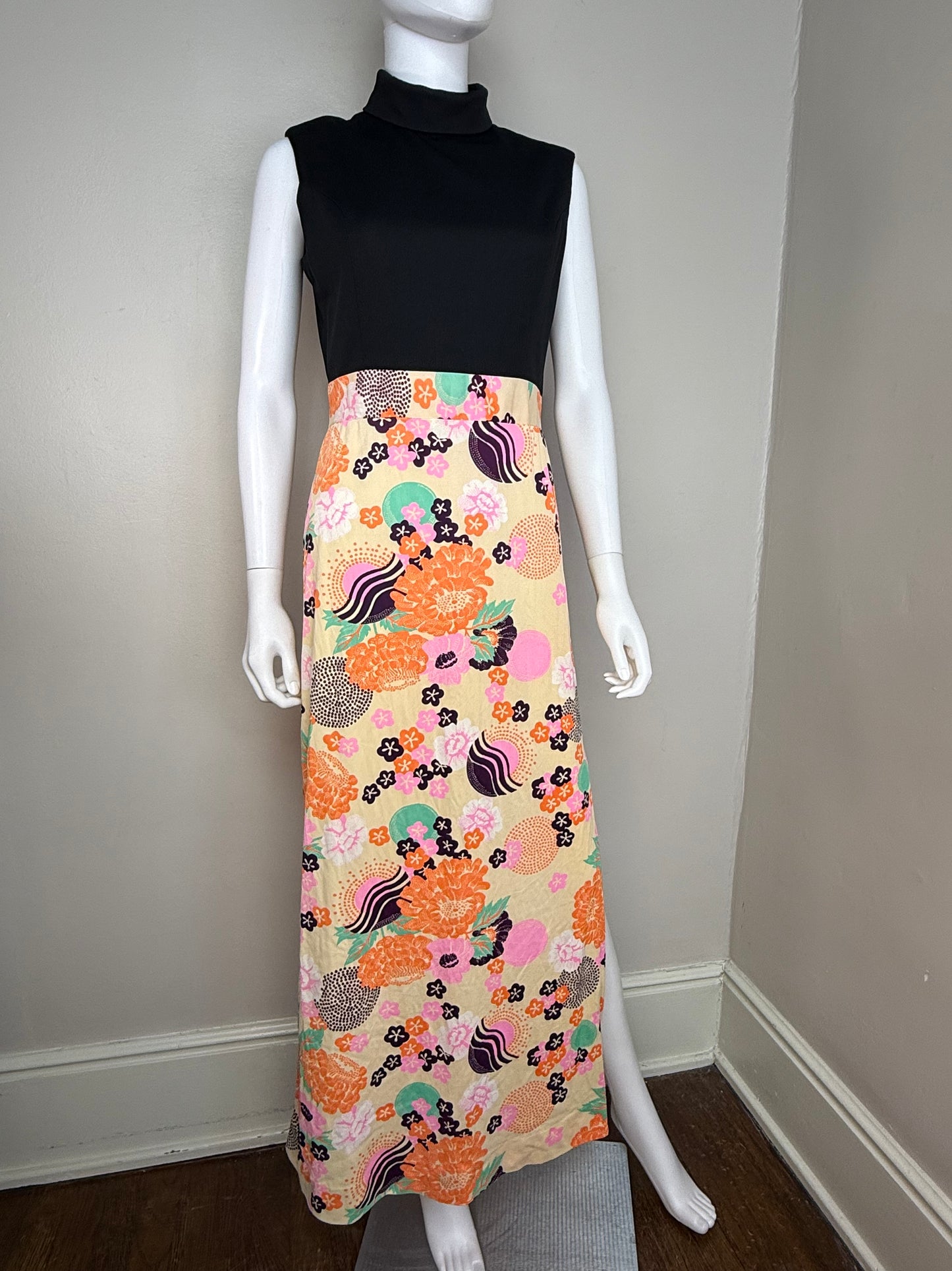 1970s Sleeveless Floral Maxi Dress, Barnsville Size Medium