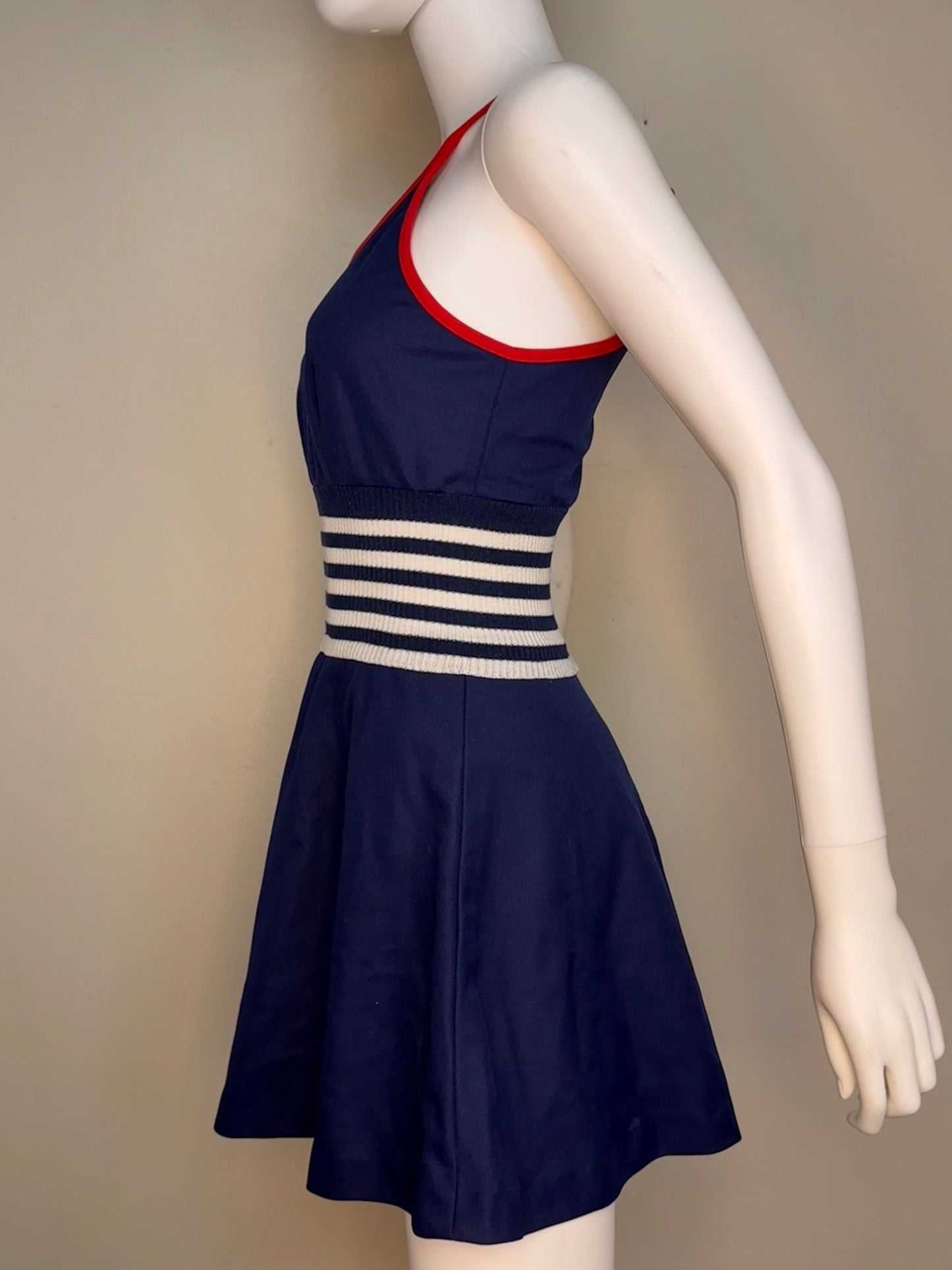 1970s Navy Blue Mini Dress, Juniors by Jim n Me Size X-Small