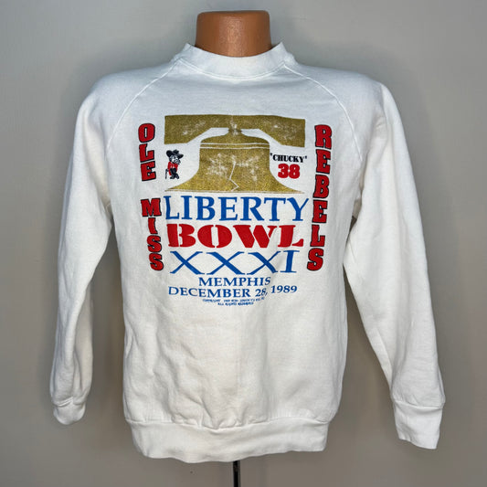 1989 Liberty Bowl XXXI Ole Miss Rebels Sweatshirt, Size Medium, 1980s, Chucky 38, Colonel Reb