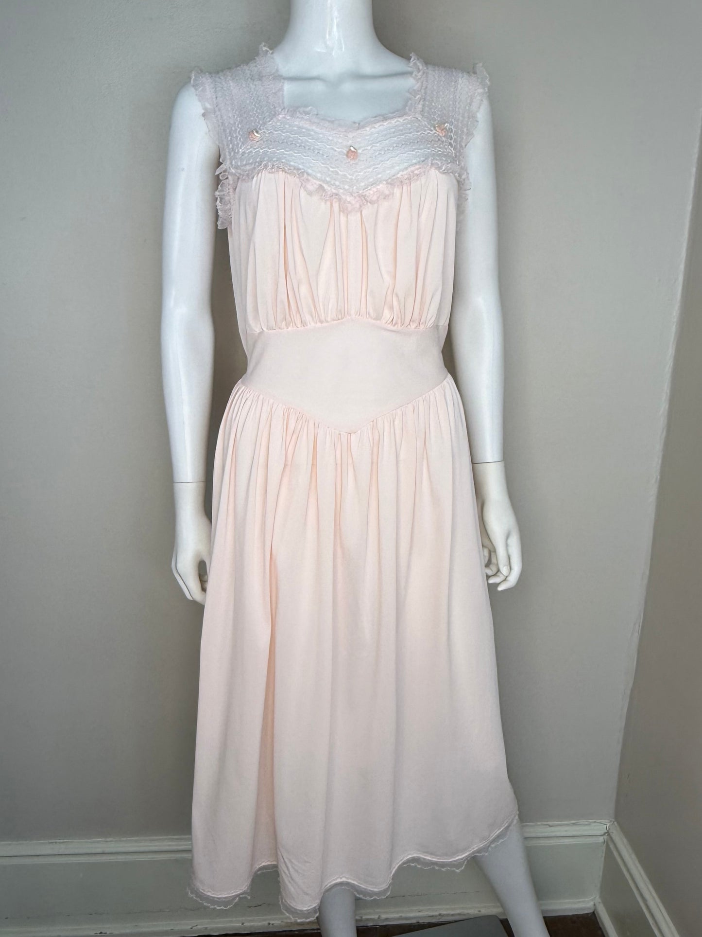 1950s Pastel Pink Nightgown, Nina R Original Size Medium