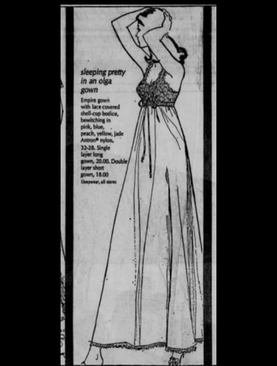 1960s/70s Olga Sleeping Pretty Nightgown, Pastel Pink, Size 34, Full Length