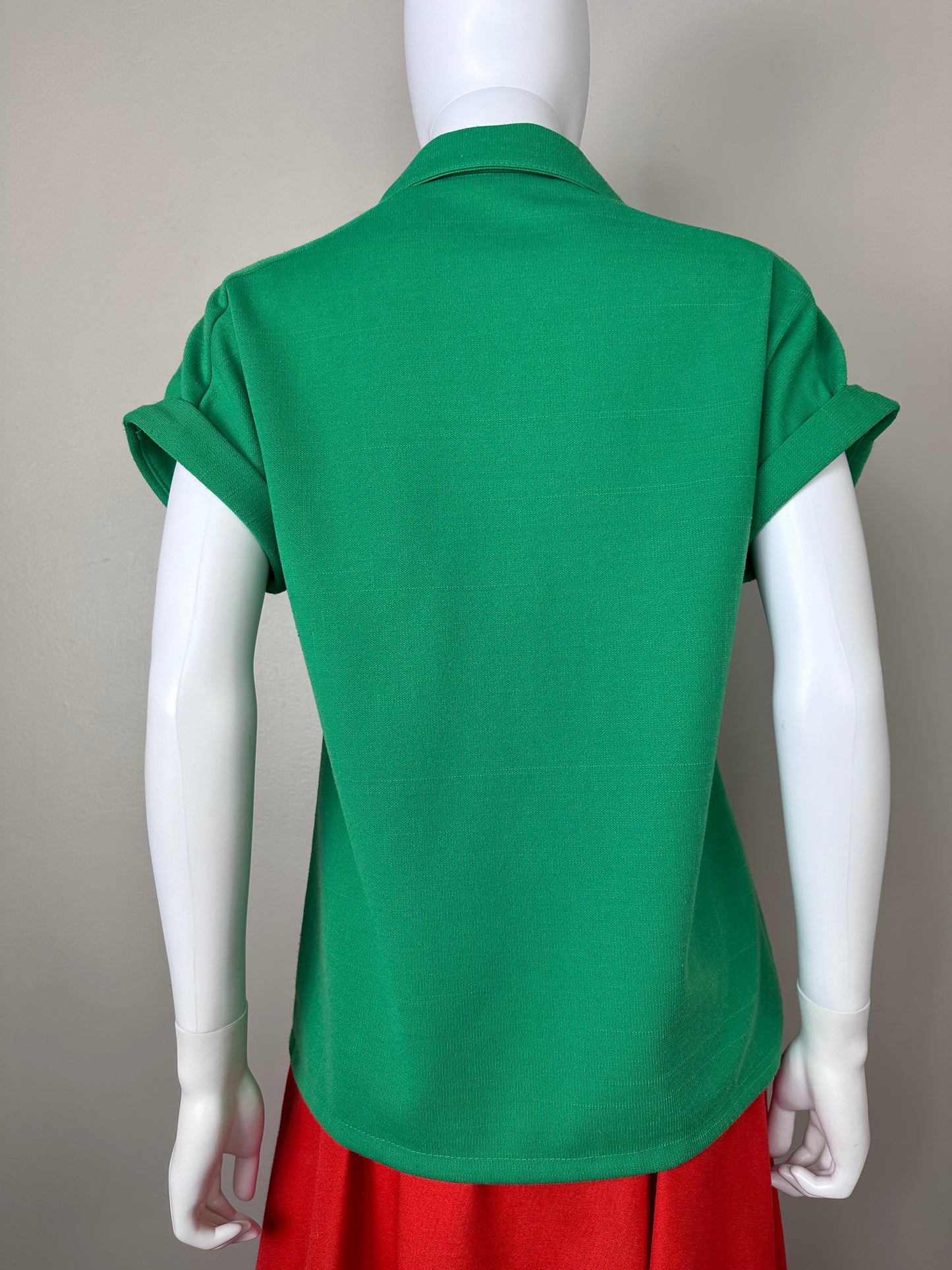 1970s Kelly Green Blouse, Jack Winter Size Small/Medium