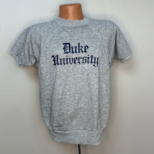 1970s Duke University Short Sleeve Sweatshirt, Velva Sheen Size Medium-Large, Distressed