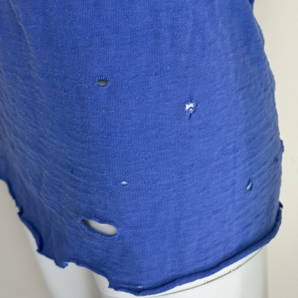 1960s Blue Cotton Jersey T-Shirt, HaneSport Size Small, No. 18, Distressed