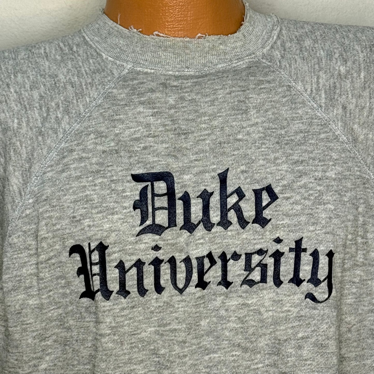 1970s Duke University Short Sleeve Sweatshirt, Velva Sheen Size Medium-Large, Distressed