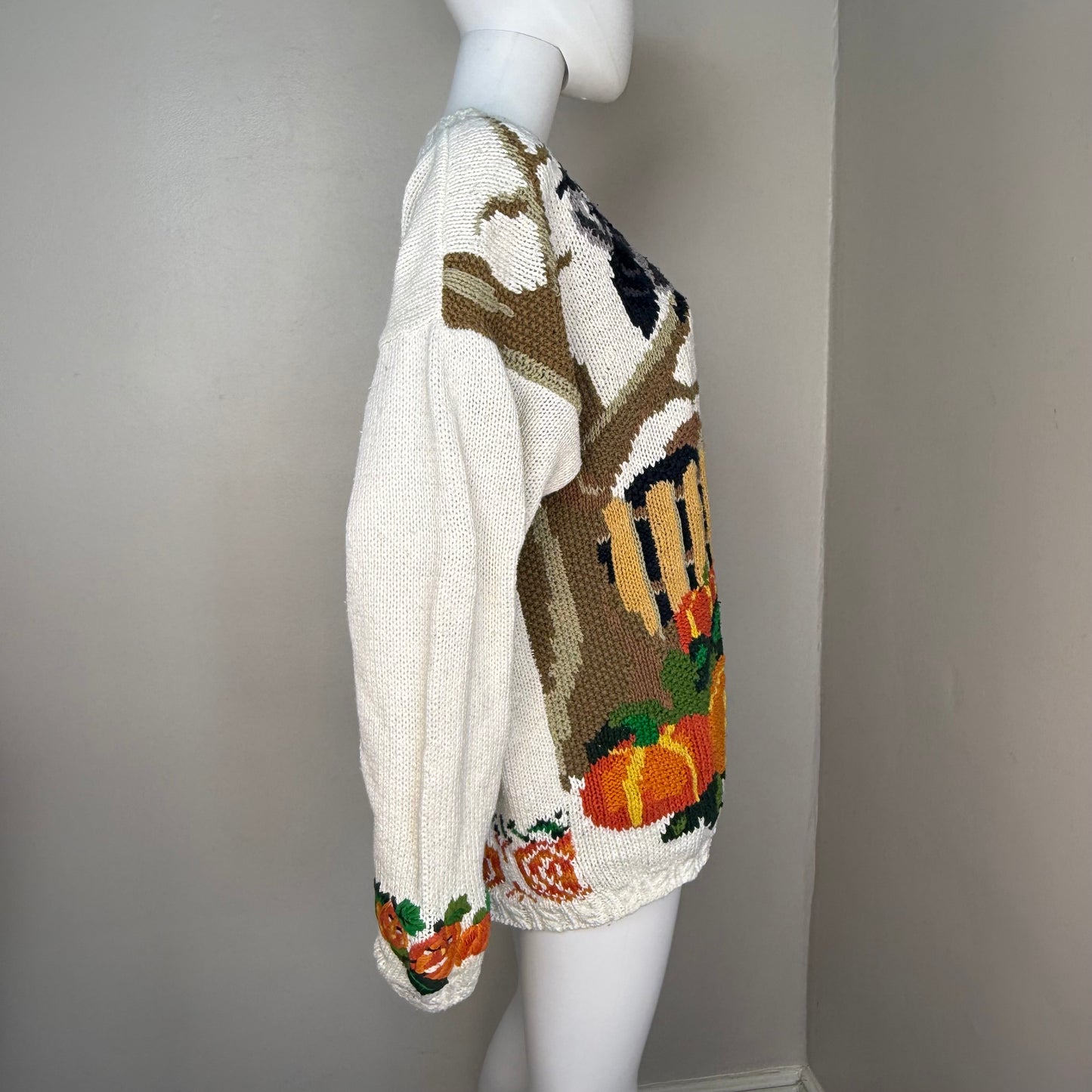 1990s Halloween Sweater, Crystal Kobe Ltd Size X-Large/XXL, Kobe Larger Sizes, Witch, Jack-O-Lantern