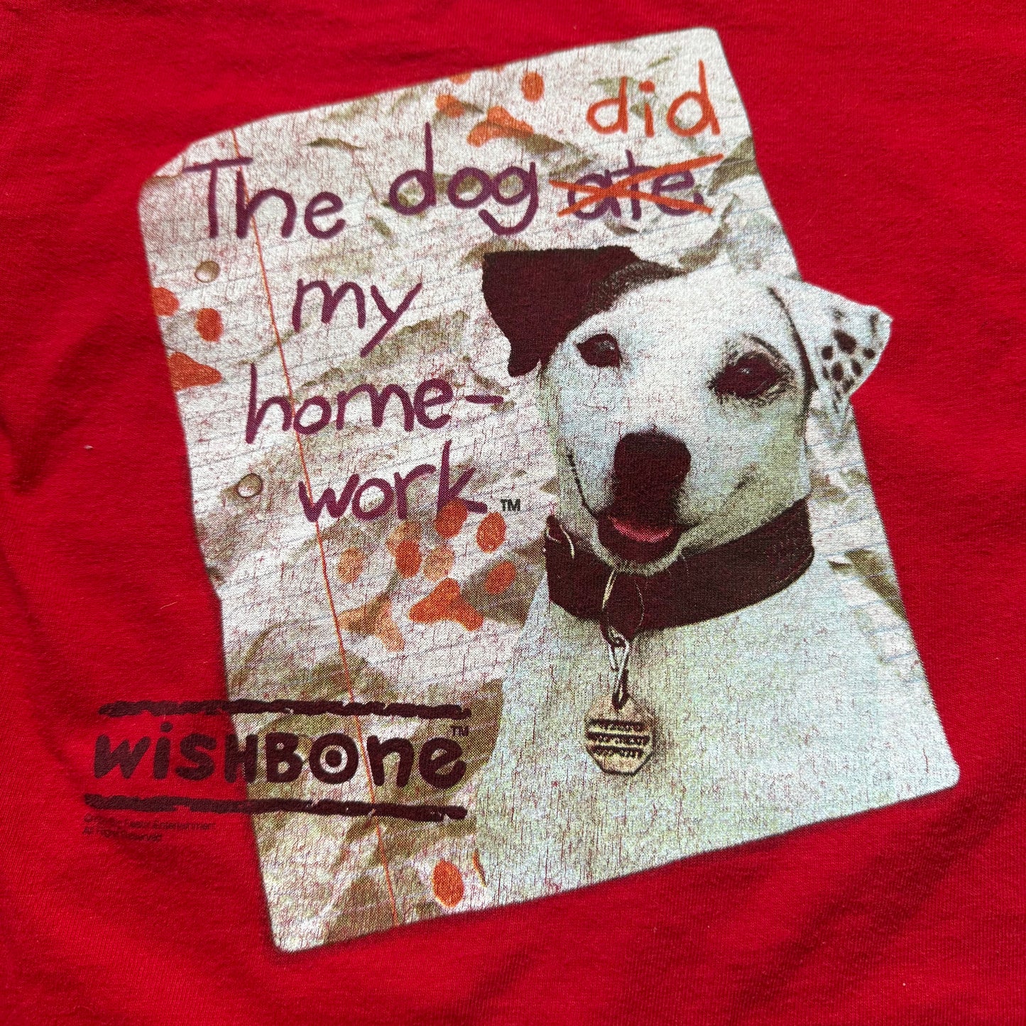 1990s Wishbone T-Shirt, Polygram Merchandising, The Dog Did My Homework, PBS, Jack Russell Terrier