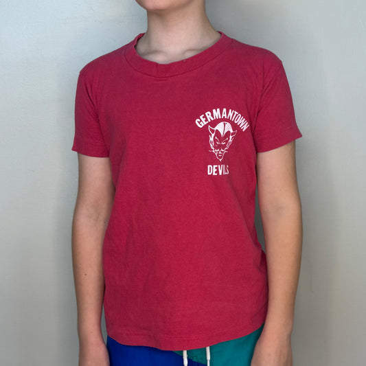 1970s Germantown High School Devils T-shirt, Sportswear Youth 10-12/Adult Size XS
