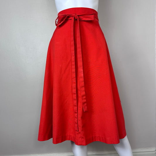 1970s Red Wrap Skirt, Size Medium