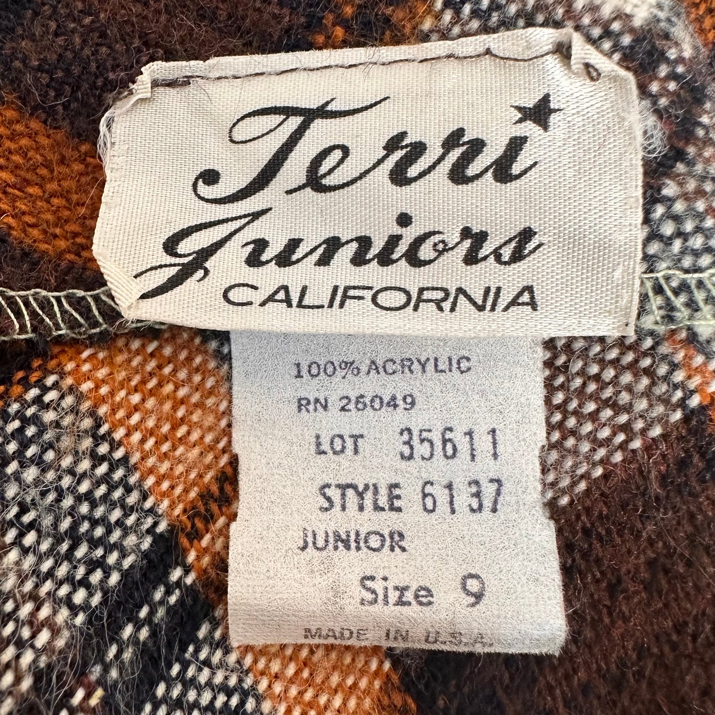 1970s Brown Plaid Sleeveless Wrap Dress, Terri Juniors California, Jumper