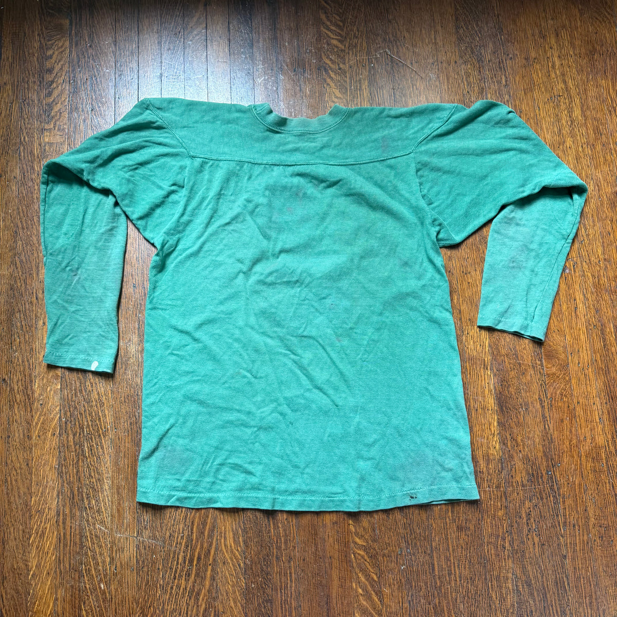 1940s Green Cotton Jersey T-Shirt, Central High Memphis AA, Champion Knitwear Company Running Man Size Medium