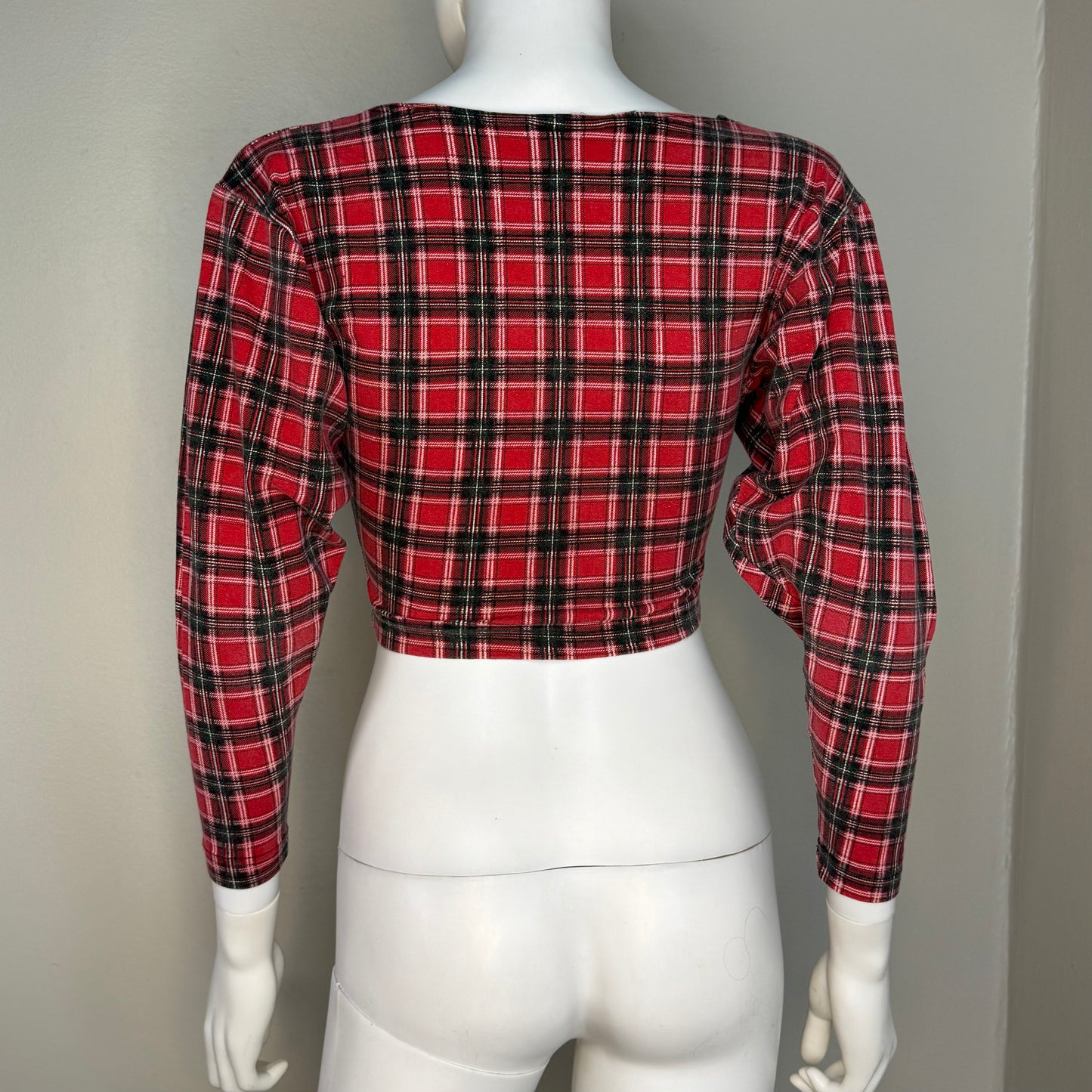 1990s Plaid Crop Top Tee, Rave Size XS/S