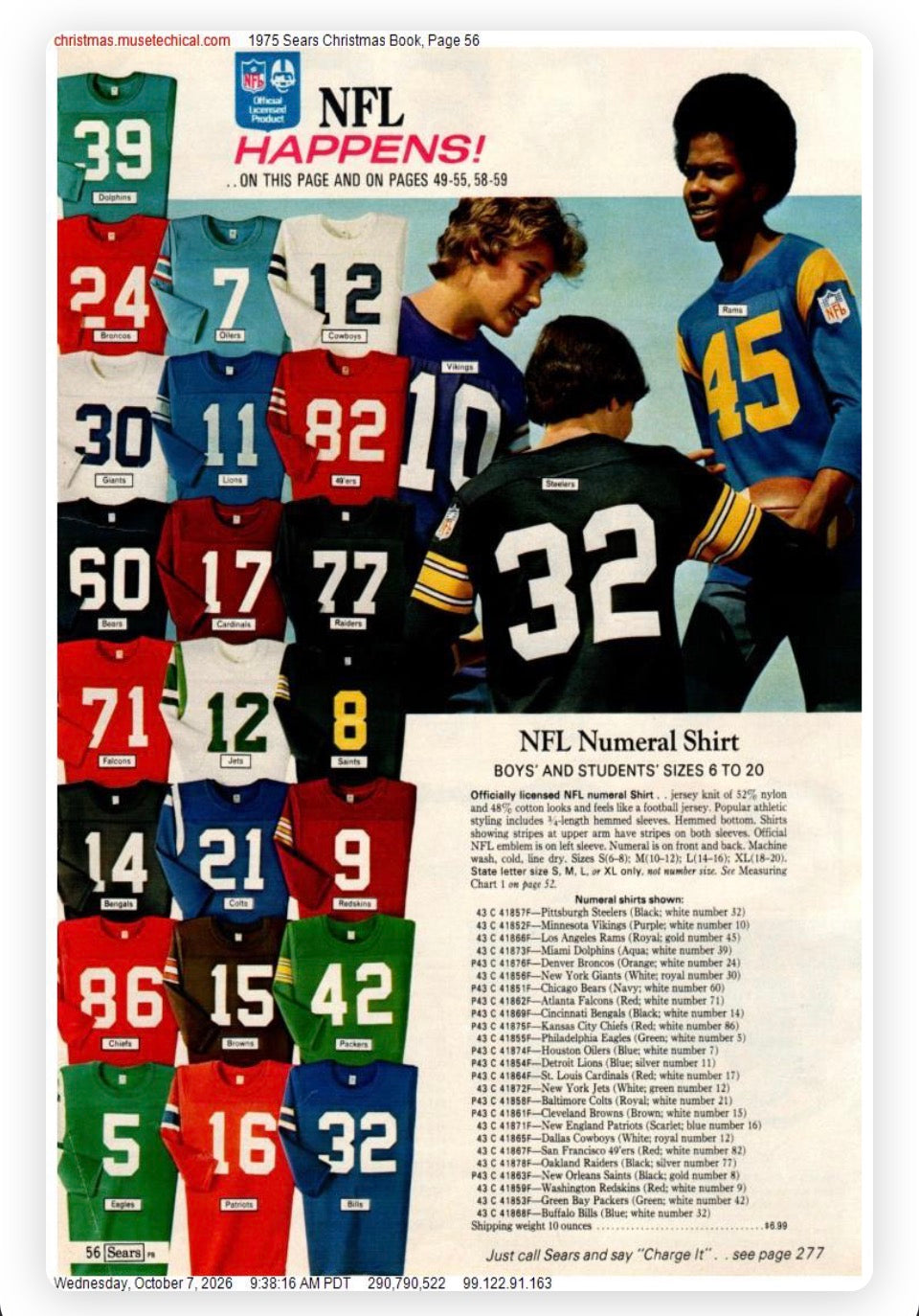 1970s Kids' New Orleans Saints NFL Jersey T-Shirt, Sears by Rawlings, Archie Manning No 8