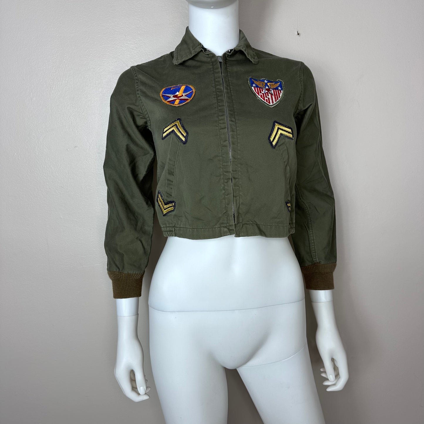 1960s Kids Combat Jacket by Harle with WW2 Patches, Size 8/10