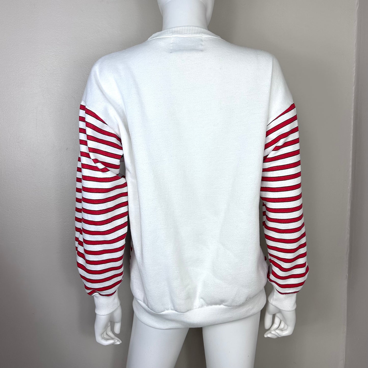 1980s Jingle Bells Striped Sweatshirt, Marcy ‘n Me by Patrick Lee Size Medium