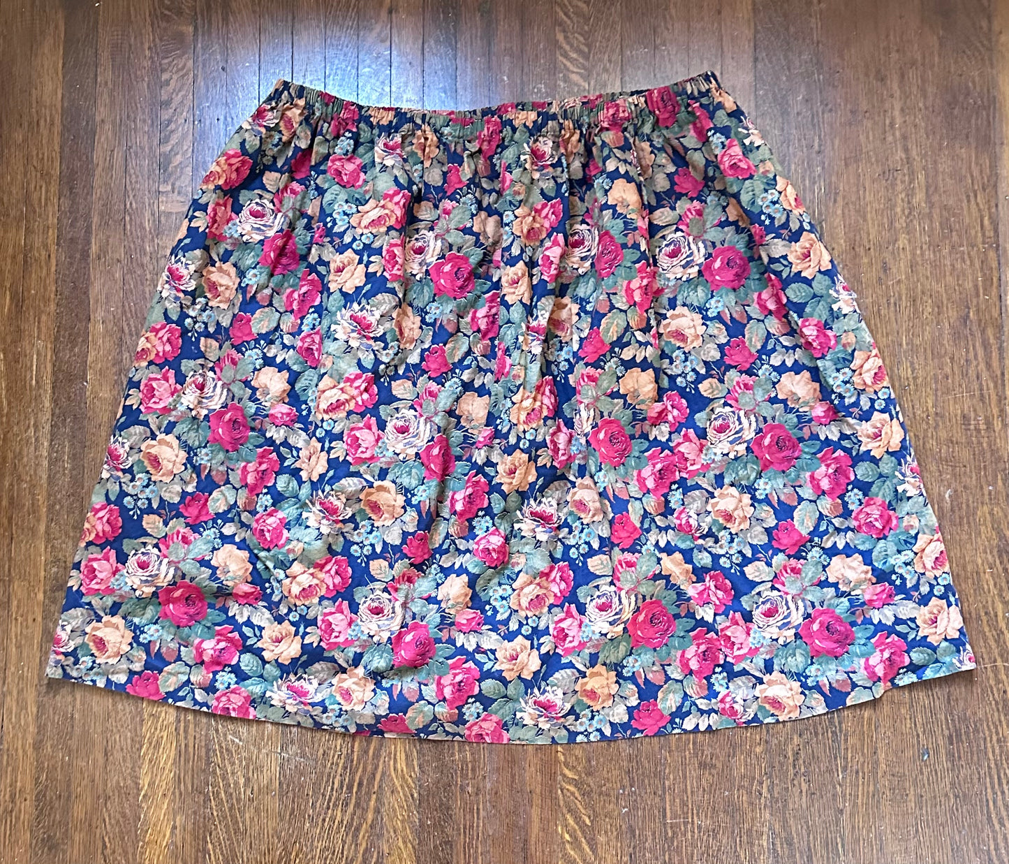 1980s/90s Plus Size Floral Skirt, Handmade Size 2X/3X/4X, 41-60" waist