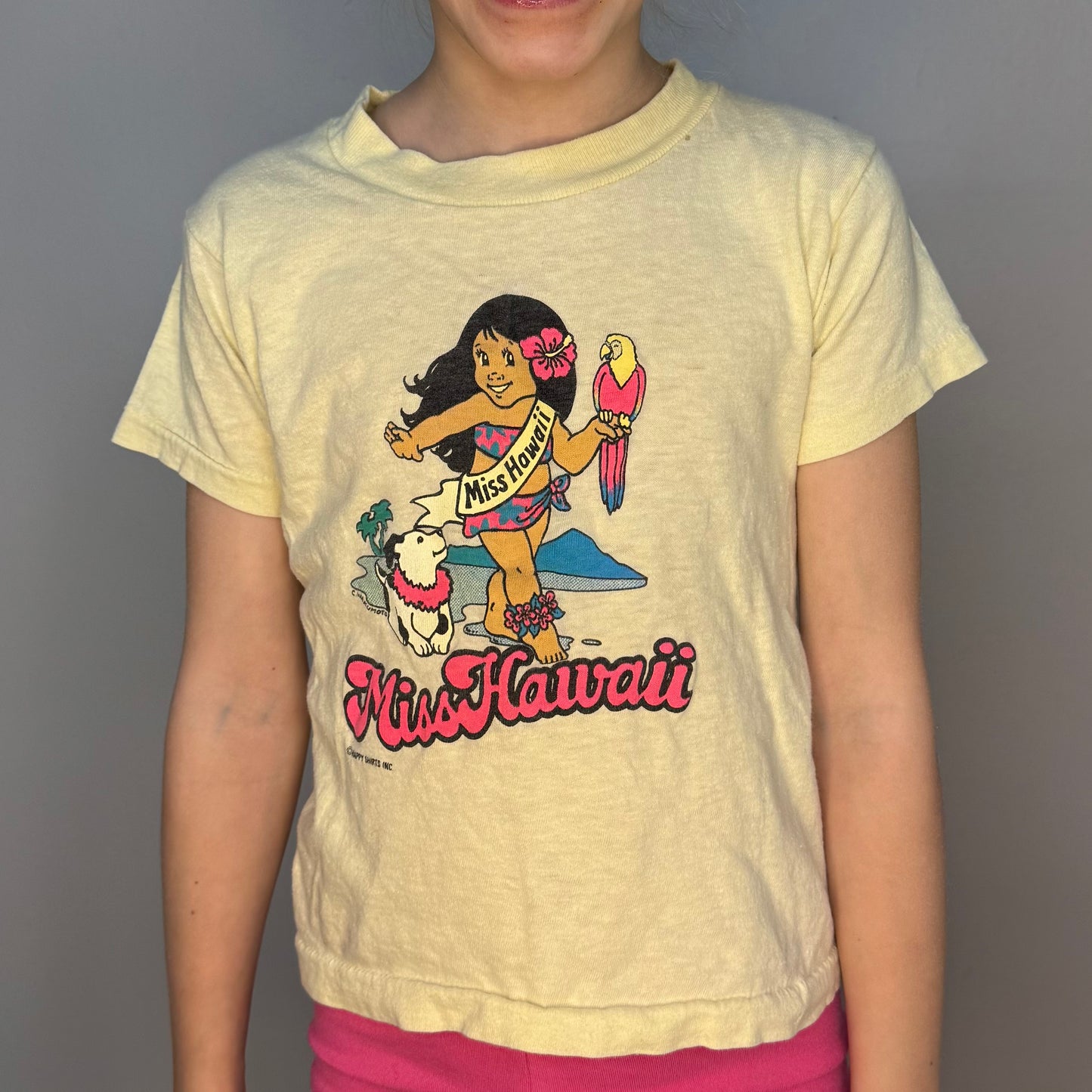 1980s Kids Miss Hawaii T-Shirt, Happy Shirts Size 4
