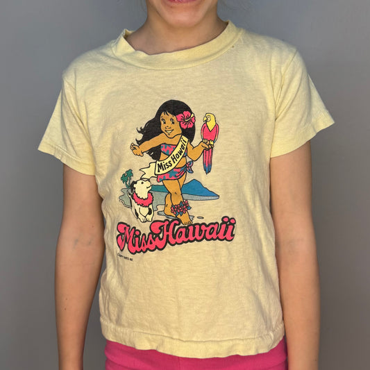 1980s Kids Miss Hawaii T-Shirt, Happy Shirts Size 4