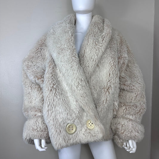 1980s Blonde Faux Fur Coat Size 3X