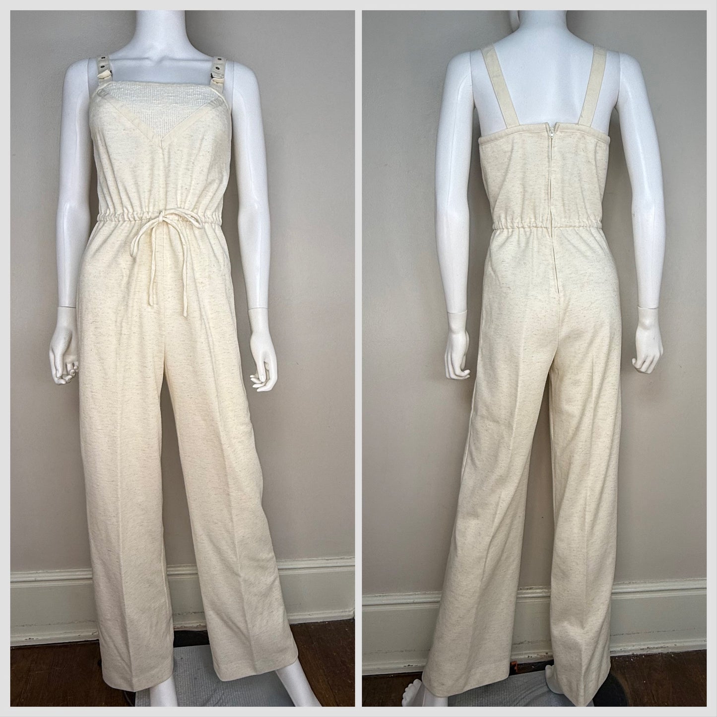 1970s Cream Sleeveless Jumpsuit, Jerell of Texas Size XS
