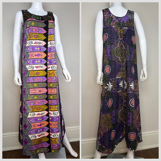 1960s Psychedelic Print Loungewear Dress, Hollywood Vassarette by Munsingwear Size Medium
