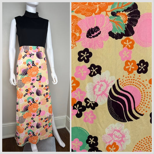 1970s Sleeveless Floral Maxi Dress, Barnsville Size Medium