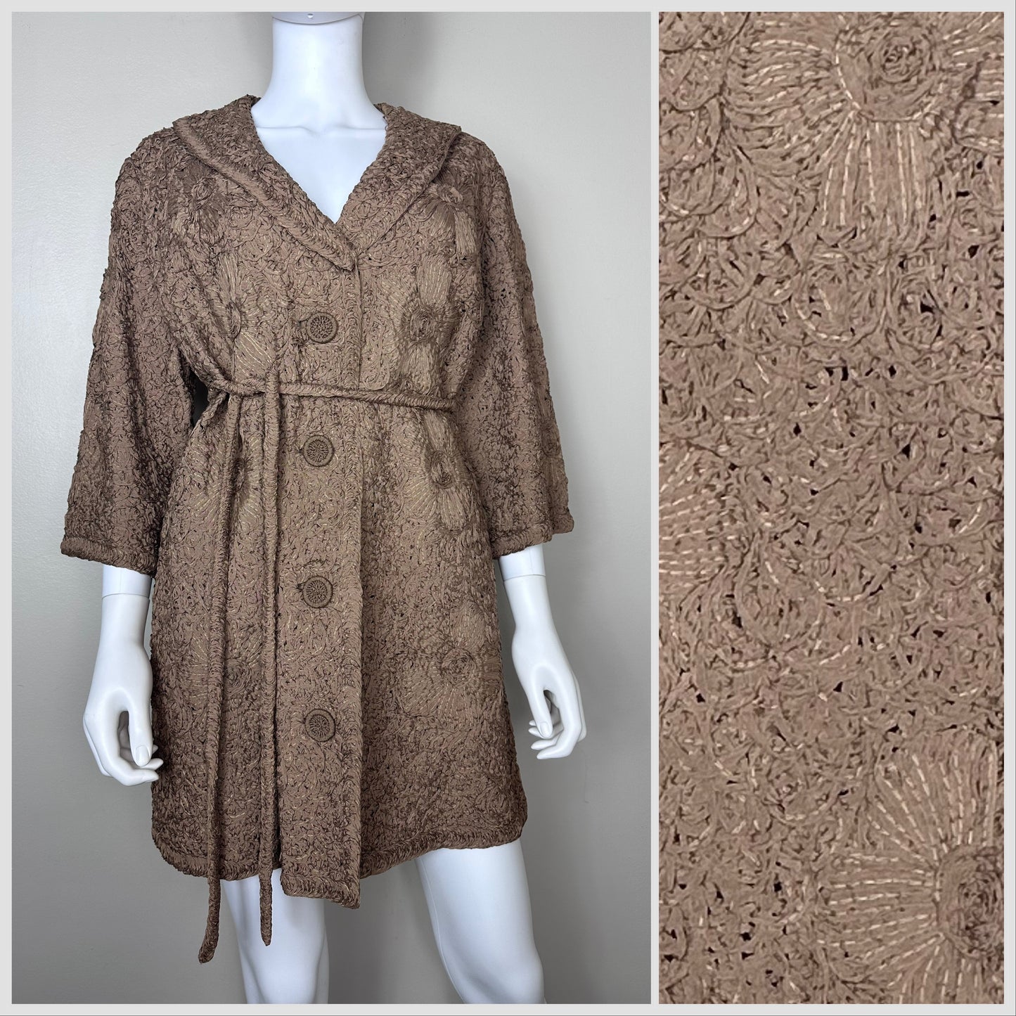 1950s/60s Brown Ribbon Work Coat, The Halle Bros Co Specialty Shop Size Large