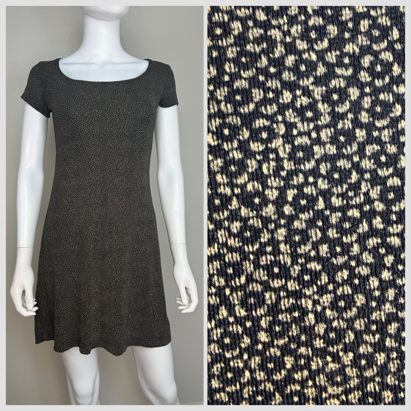 1990s Black Tiny Floral Knit Dress, All That Jazz Size Small