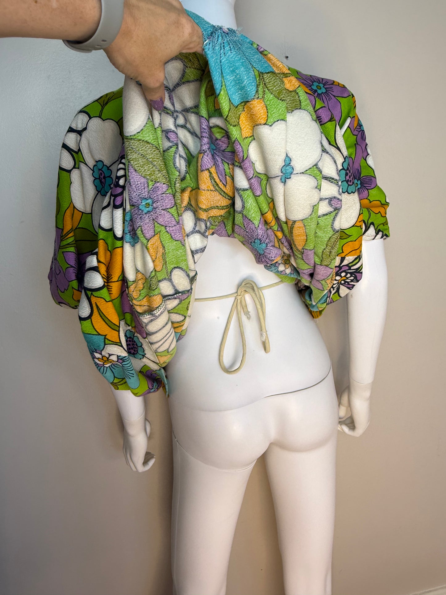 1960s Psychedelic Floral Caftan, Open Sizing