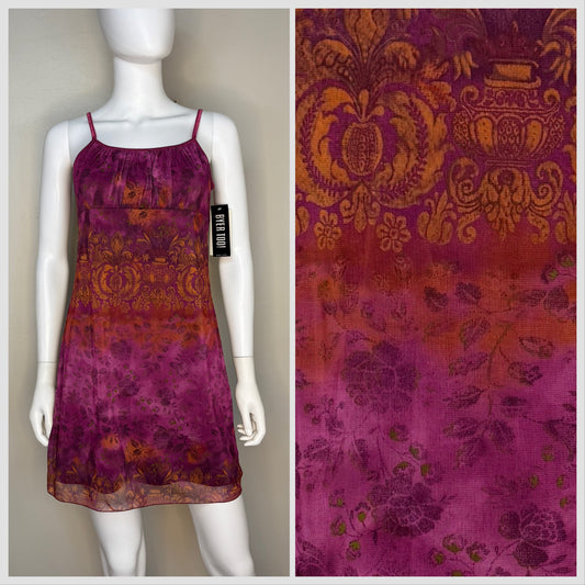 1990s/Y2K Burgundy Knit Mesh Sleeveless Mini Dress, Byer Too Size Small/Medium