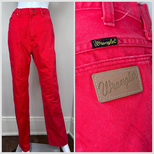 1970s/80s Red Wrangler Jeans, 28"x32", High Rise, Straight Leg