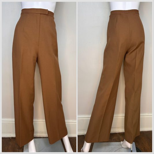 1970s Mocha Brown High Waisted Pants, Size XS/Small