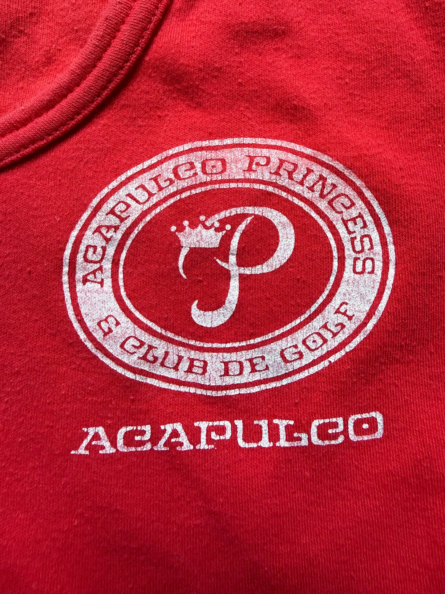 1970s Acapulco Princess T-Shirt, Gaviota Size Small, Red Femme Cut Baby Doll Tee, Mexico Resort Hotel