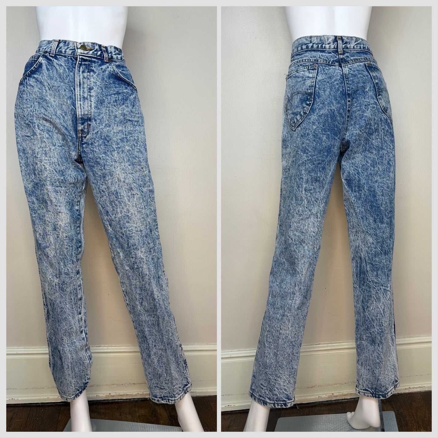 1980s Acid Wash Jeans, Chic 31"x30.5", High Rise Tapered Leg