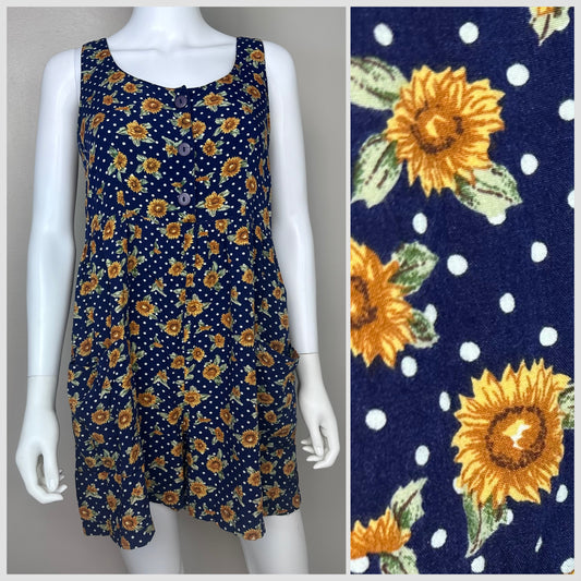 1990s Sunflower Polka Dot Romper, Copper Key Size Small