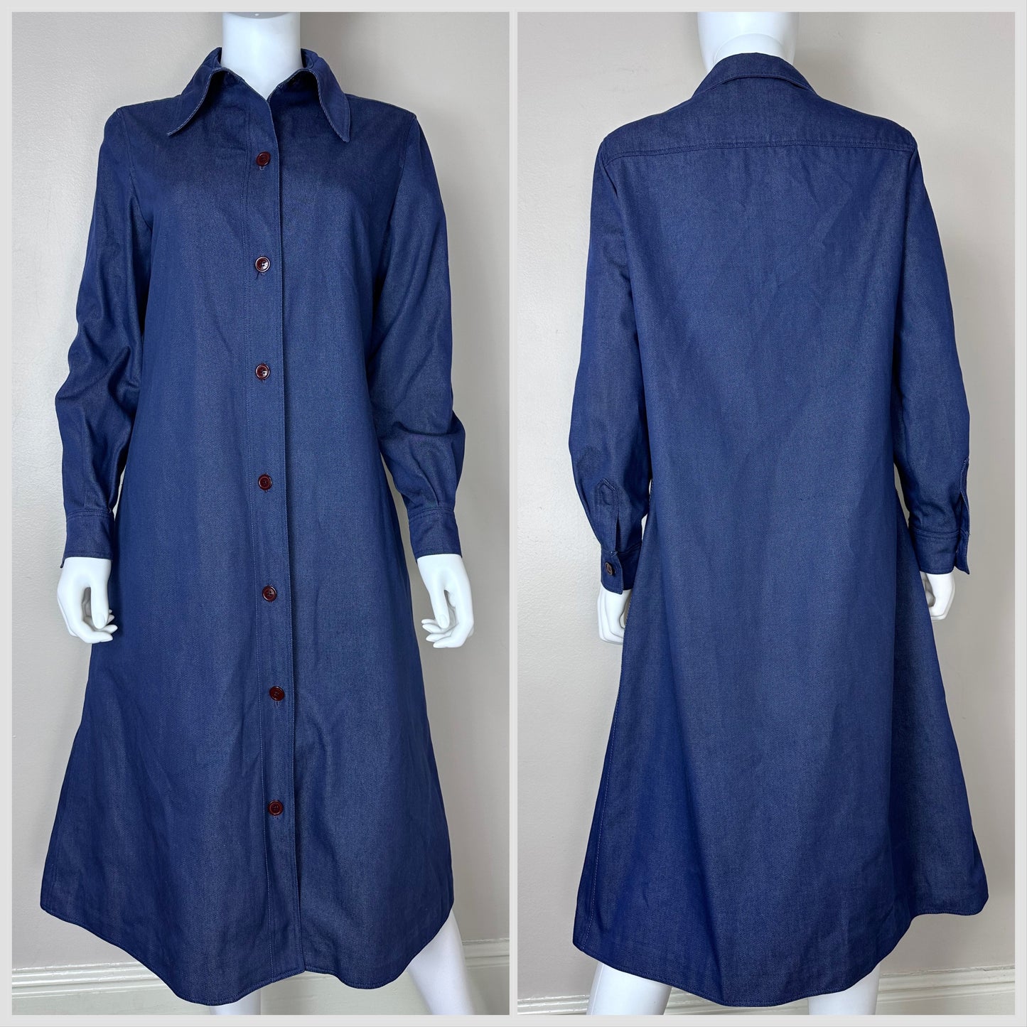 1970s Halston Denim Dress Coat, Rain Jacket, Halston Three Size S-M, Neiman Marcus