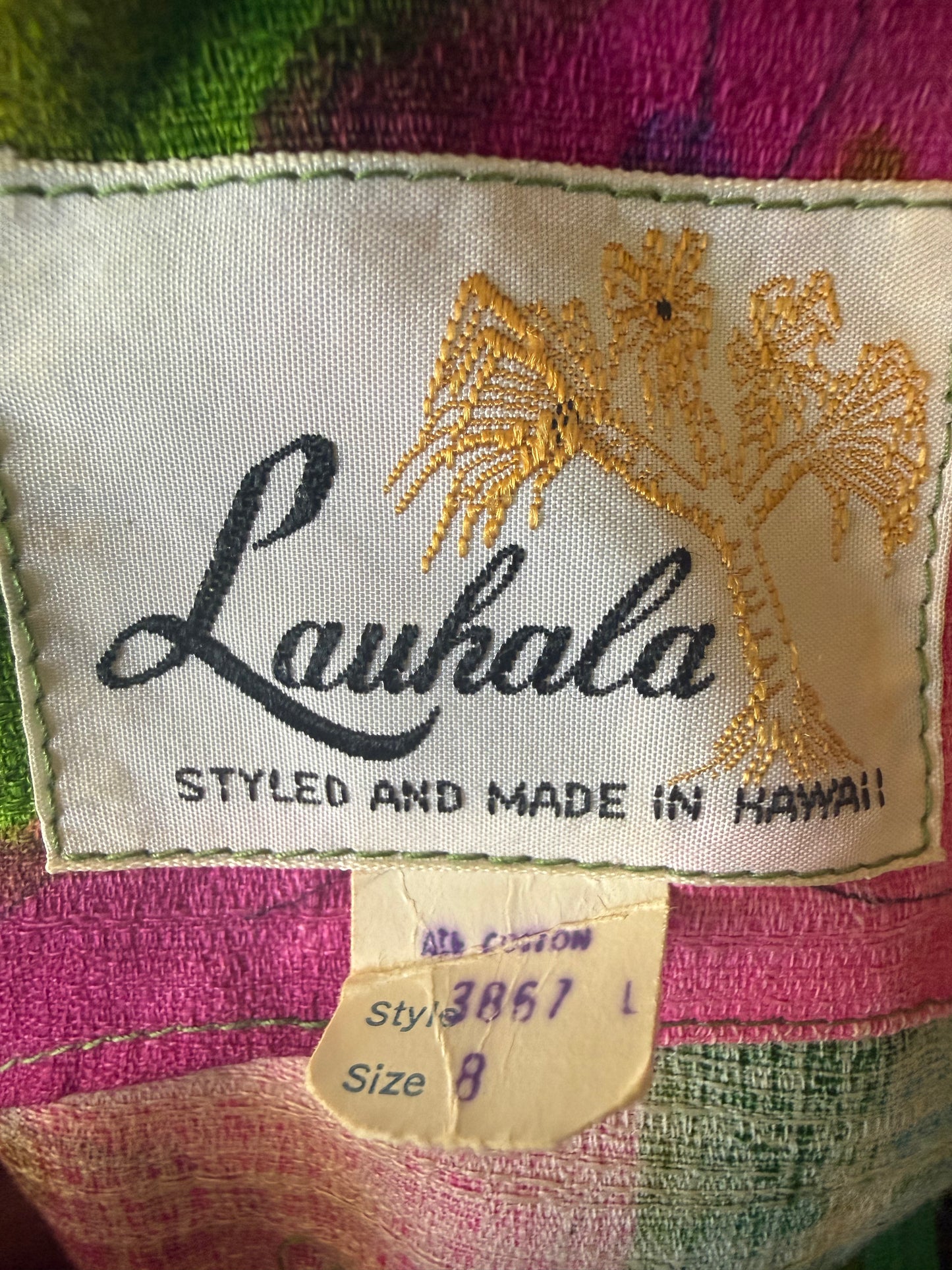 1960s Hawaiian Floral Cotton Barkcloth Jumpsuit, Wide Leg, Lauhala Hawaii Size XXS