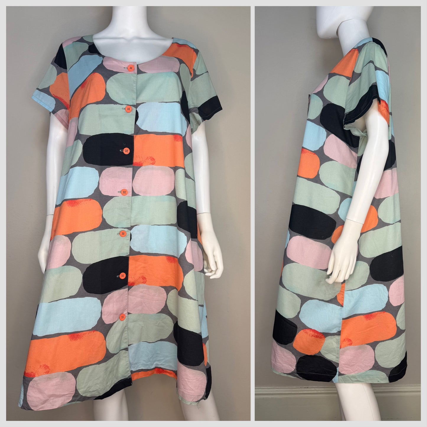 Y2K Marimekko Tent Dress, Button Front, Samu-Jussi Koski, Size XL-2XL