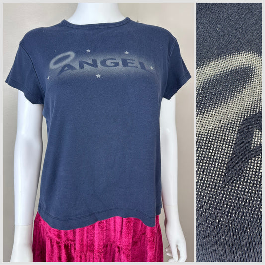 1990s Angel Baby Doll Tee, Xhilaration Size Large, Sparkle Print T-Shirt