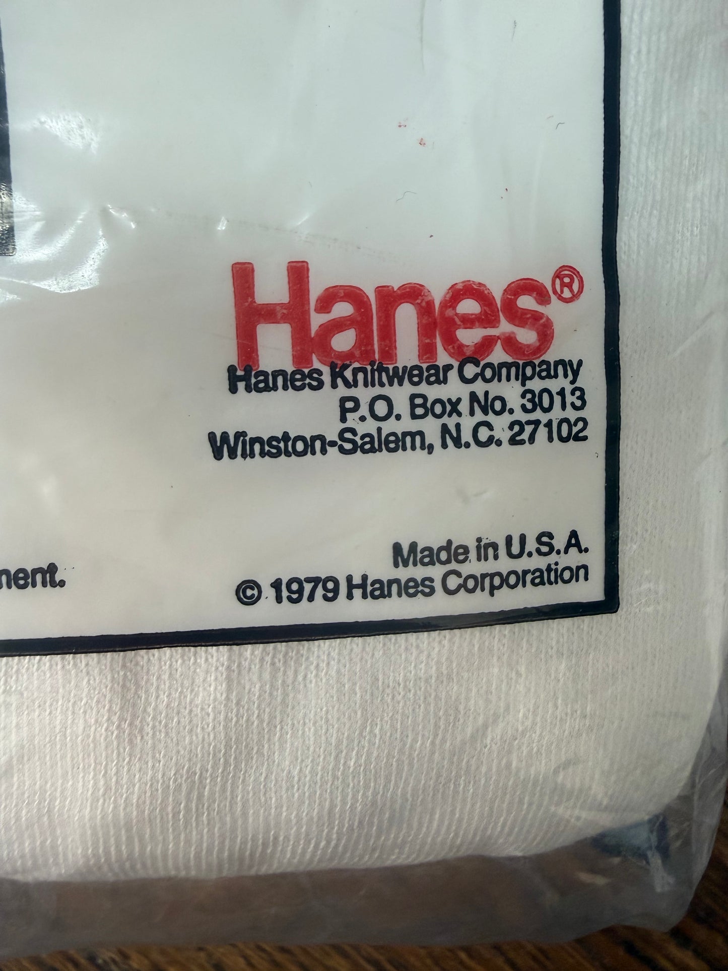 1970s Hanes V-Neck Undershirts, Size Medium, Deep V, Pkg of 3, 1979 New Old Stock in Package
