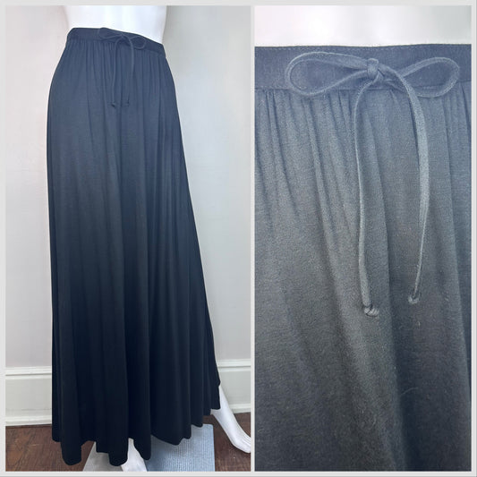 1970s Black Knit Maxi Skirt, Claude Size XXS