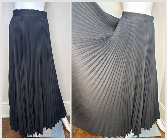 1970s Black Pleated Maxi Skirt, Sir James Size XS